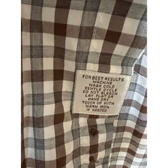 Peter Millar Men’s Shirt 2XL XXL Grey Brown White Check Button Down Long Sleeve - Picture 7 of 7